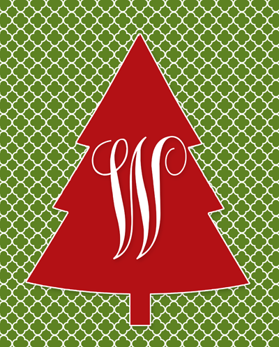 Free Monogram Christmas Tree Printable | Letters A-Z available | Instant Downloads