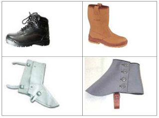 safety shoes, safety boots, legging, spat.