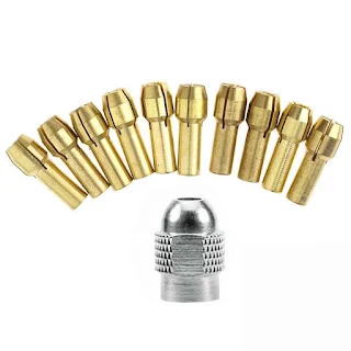 11pcs/set brass drill chucks collet bits 0.5-3.2mm 4.8mm shank screw nut rep mini electric grinder hown - store