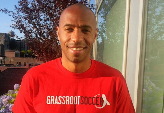 New York Red Bulls striker Thierry Henry is raising money for Grassroot Soccer charity