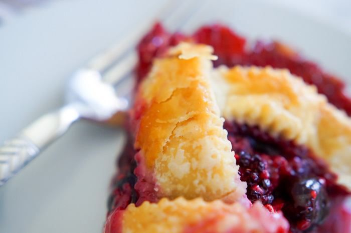 close up of cherry pie crust