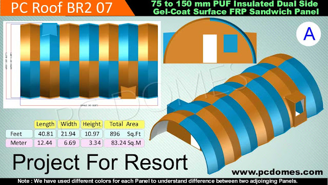 Resort, Sea House, Site Office Cabin, Thermal Insulation Ceiling Panels, Domes Barracks, Domes Cold Storage
