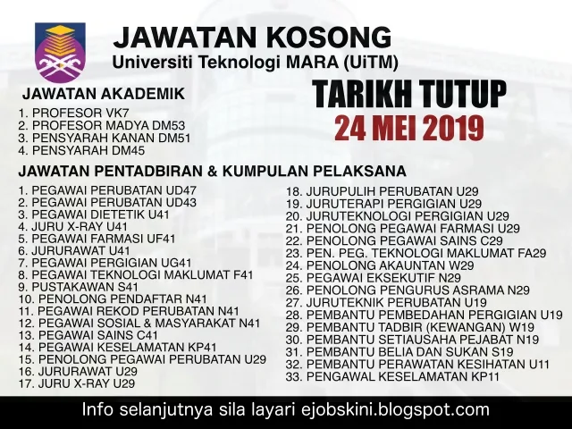 Jawatan Kosong Terkini UiTM Mei 2019