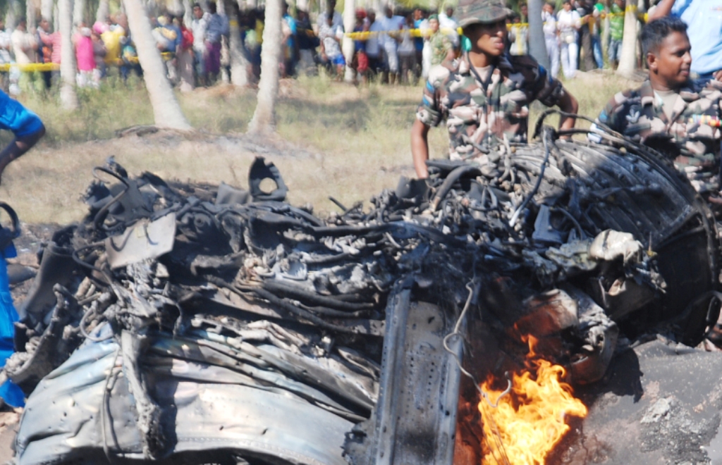 Wreckage of Crashed Sri Lankan MiG-27 Fighter Attack 