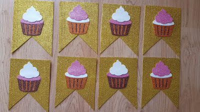 DIY Glitter Cupcakes Banner