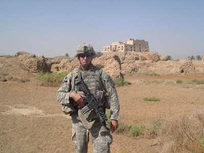 Sam with Babylon ruins and palace in background