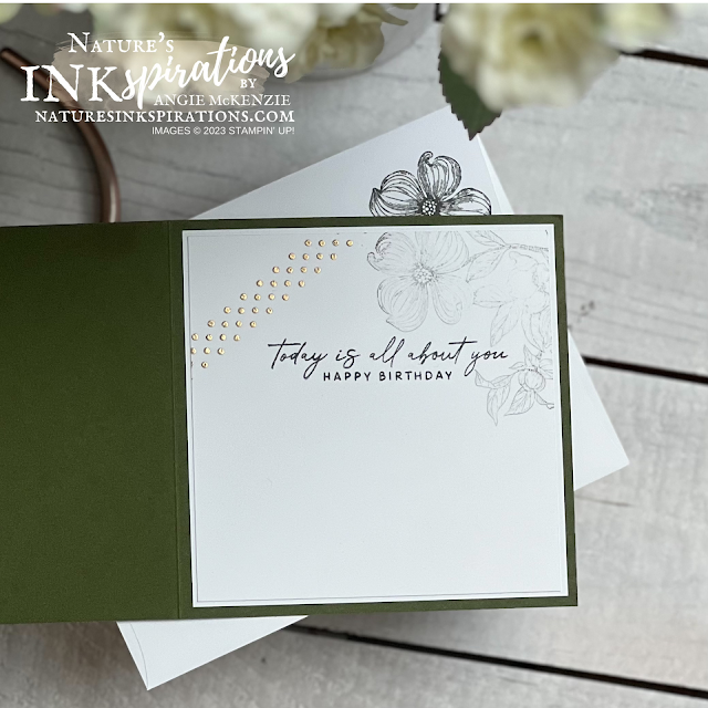 Stampin' Up! Detailed Dogwood birthday card - an inside peek | Nature's INKspirations by Angie McKenzie