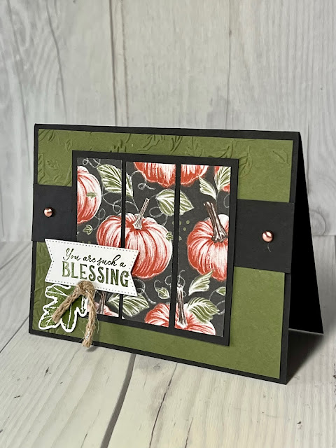 Pumpkin-themed greeting card using Stampin' Up! Hello Harvest Stamp Set