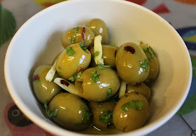 bowl of Queen green olives