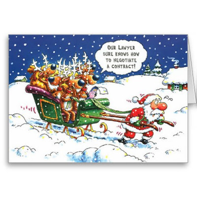 Our lawyer surely knows how to negotiate a contract! - Funny Christmas Card