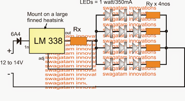 automotive LED brake light circuit using 1 watt high efficiency LEDs 