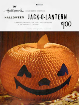 Front package design of Hallmark honeycomb jack o'lantern is included in a new blog series for research archive The Halloween Retrospect