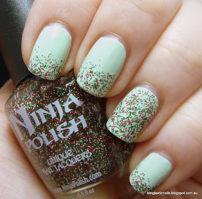 China Glaze Refreshmint with Ninjapolish Festive Floam