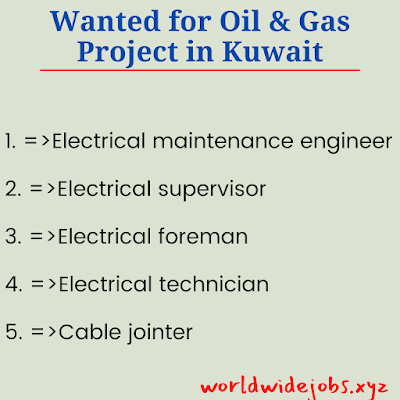 Wanted for Oil & Gas Project in Kuwait