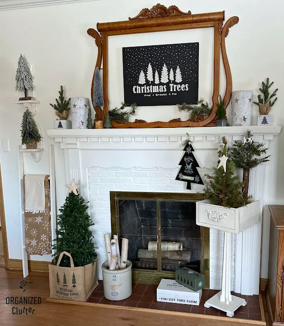 A Stenciled Burlap Tree Tote And The Christmas Trees Mantel