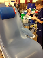 Tilting chair for donating blood 