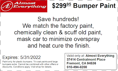 Discount Coupon $299.95 Bumper Paint Sale May 2022
