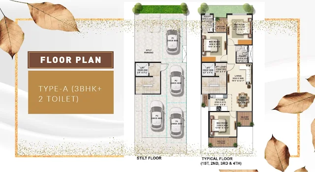 Signature Global Park 4&5 Phase 2 Floor Plan - 3BHK+2T Type-A