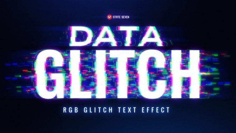 Data Glitch Text Effect PSD Free Download