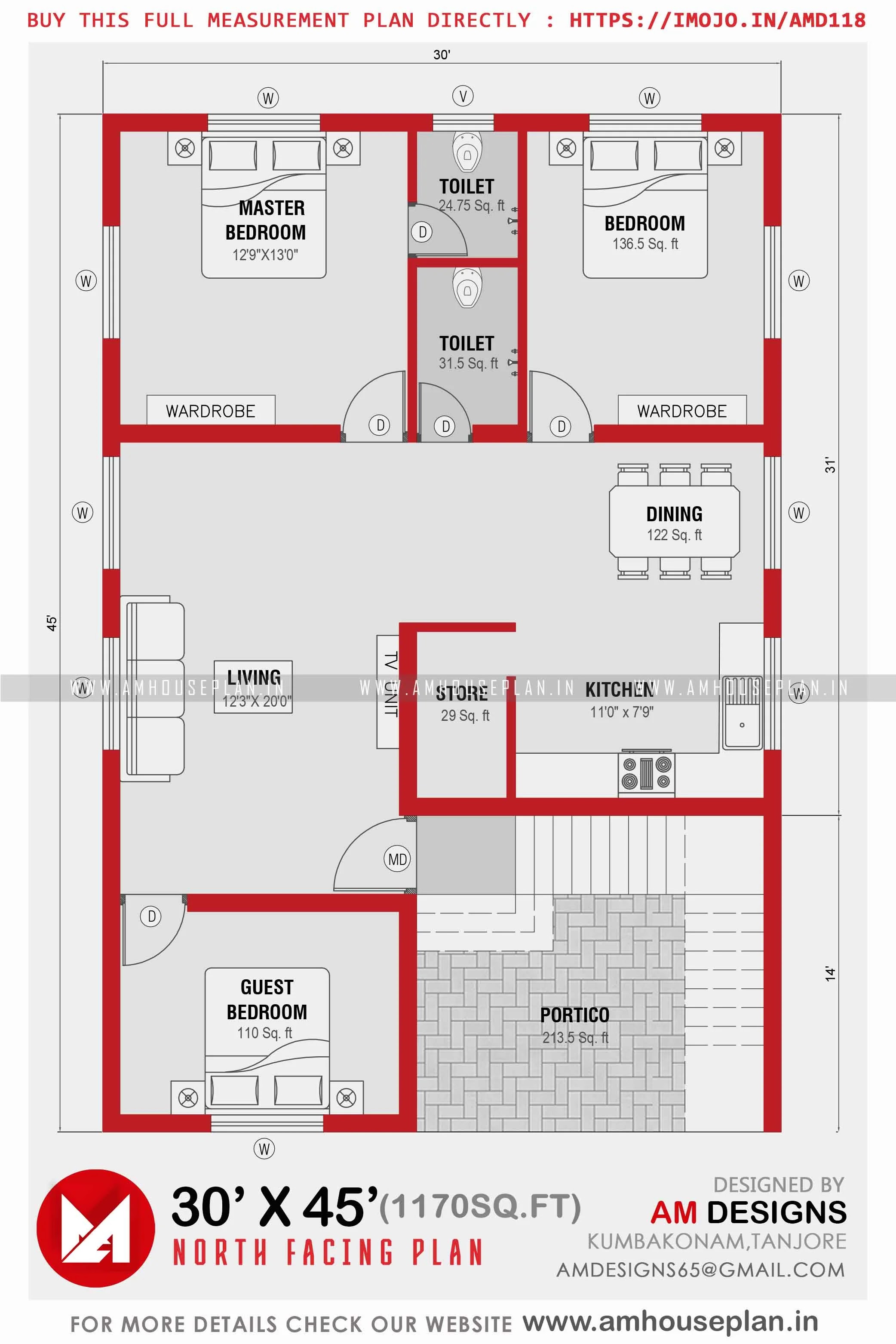 30_x_45_Best_3BHK_House_Plan_with_Price_2023