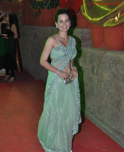 Actress Kangana Ranaut Saree Below Navel Show Photos