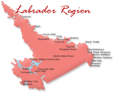 Labrador Map Regional Political Province