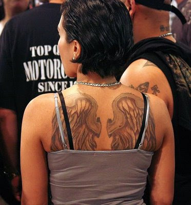 2 wings angel tattoo on sexy girls