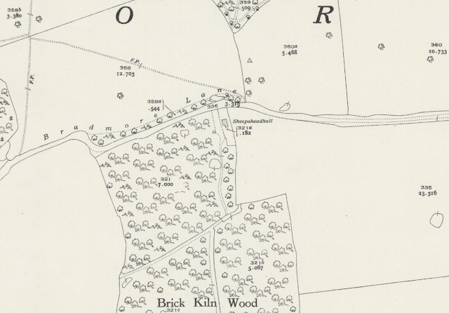 The Ordnance Survey (OS) map for 1936 shows Sheepsheadhall centre top