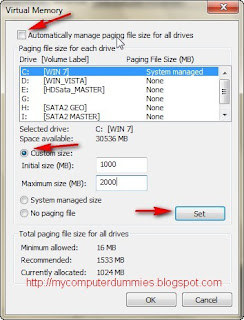 setting virtual memory