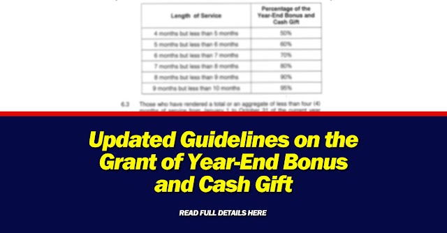 Updated Guidelines on the Grant of Year-End Bonus and Cash Gift