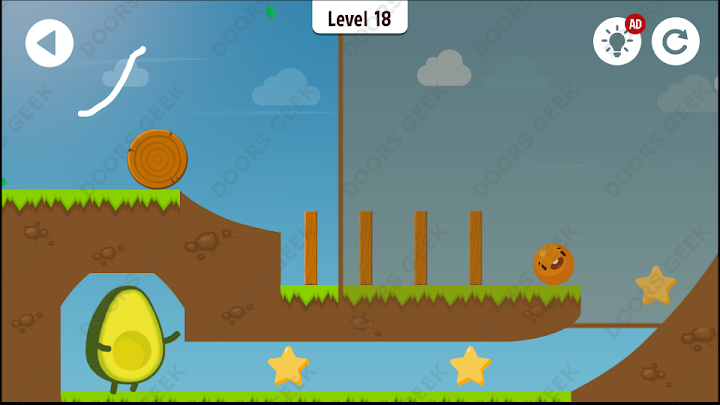 Where's My Avocado? Level 18 Solution, Cheats, Walkthrough, 3 Stars for Android, iPhone, iPad and iPod