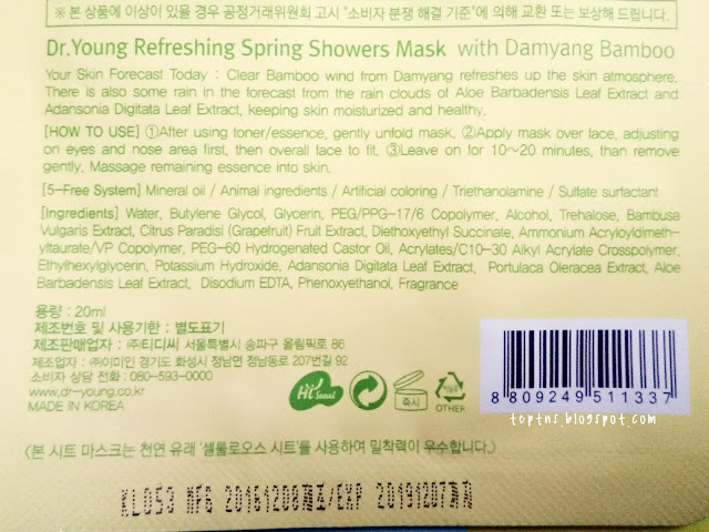Dr. Young Refreshing Spring Showers Mask (Damyang Bamboo) Review
