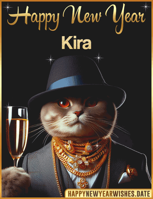 Happy New Year Cat Funny Gif Kira