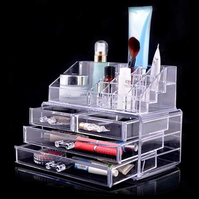 Khay đựng đồ mỹ phẩm 3 tầng mica  trong suốt