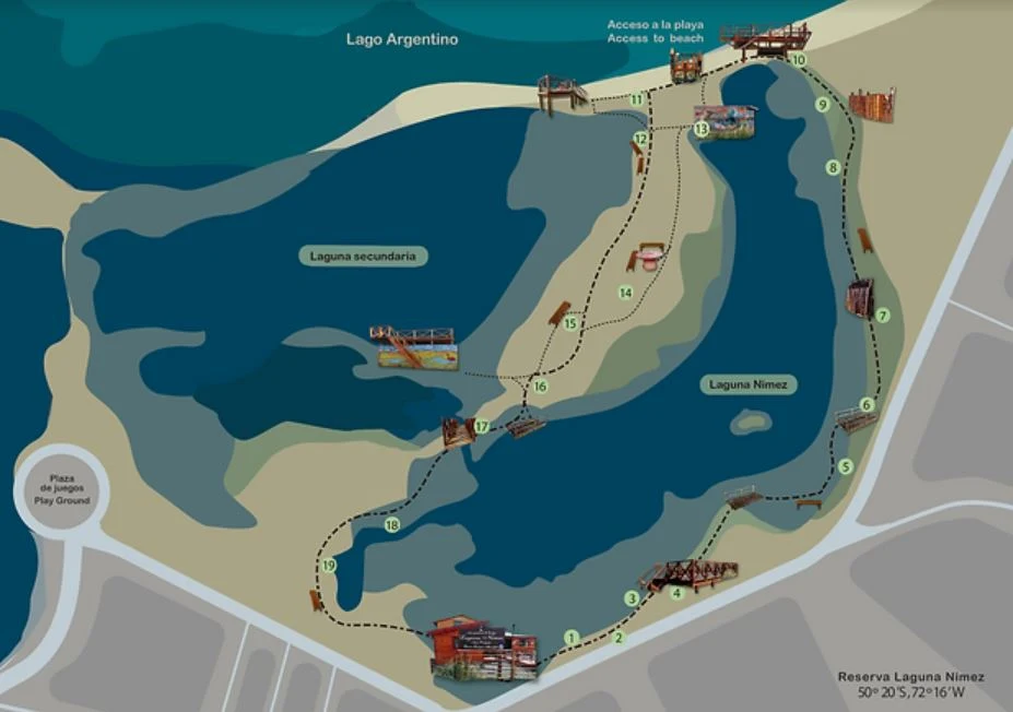 Mapa da reserva Laguna Nimez