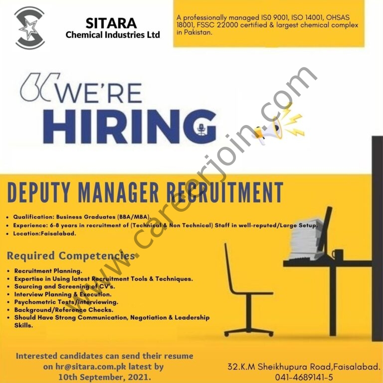 Jobs in Sitara Chemical Industries Limited