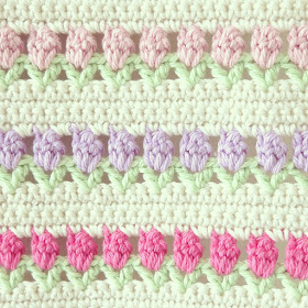 ByHaafner, crochet, tulips, pastel and white