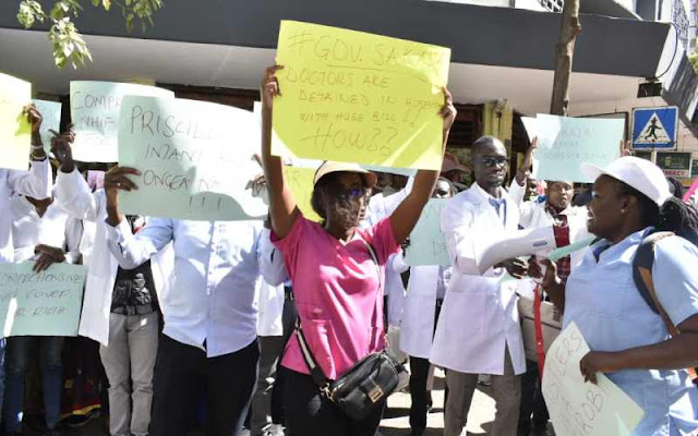 Nairobi KMPDU members on strike and protests