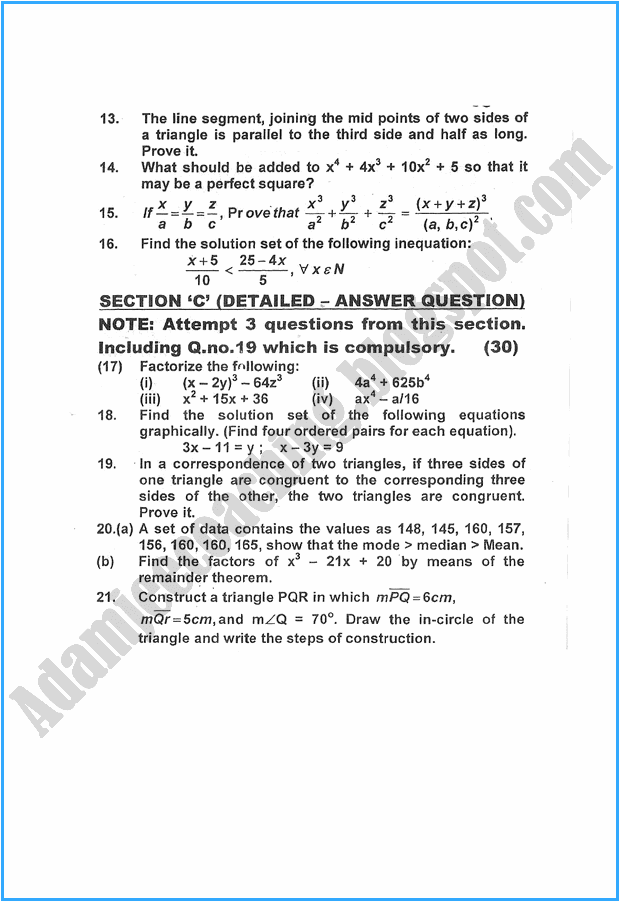 x-mathematics-past-year-paper-2015