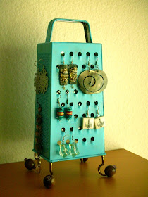 earring stand made from a cheese grater