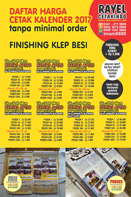 PRICE LIST HARGA CETAK KALENDER TERBARU