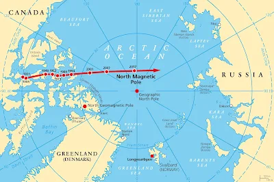 The Earth's axis of rotation is moving towards Russia