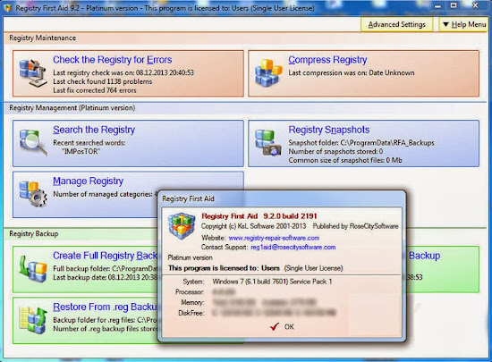 Registry First Aid Platinum 9.2.0 Full Version Free Download With Keygen Crack Licensed File