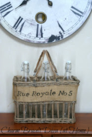 stenciled willow bottle basket