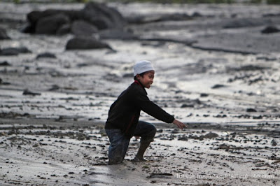 disaster cold lava of Merapi in Magelang District of Indonesia