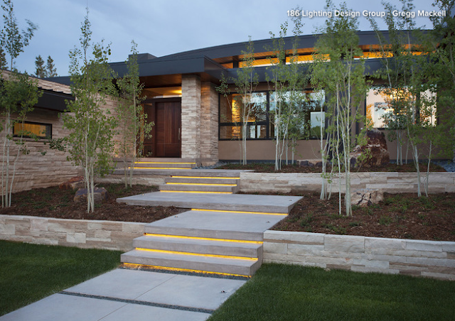 Illuminated outdoor stairs