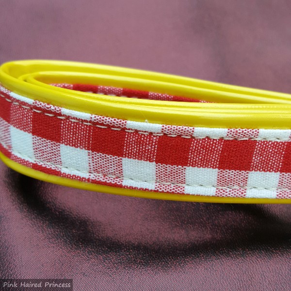 red gingham and yellow patent detachable strap for handbag