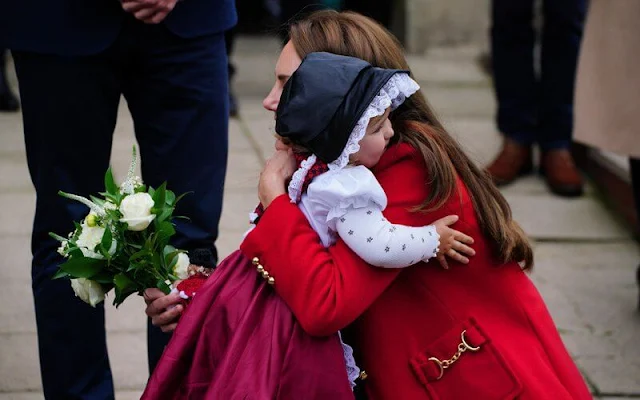 Princess of Wales wore a new spencer red recycled wool blend snaffle detail coat by LK Bennett