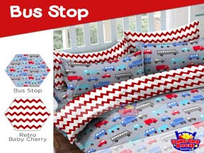 motif sprei stop bus merah