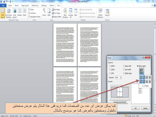 مهارة استخدام خاصية zoom(تكبير وتصغير رؤية الملف)  فى برنامج الوورد Microsoft word